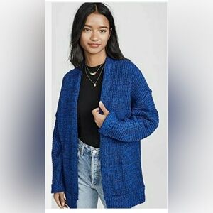 Free people Women's Blue Open-Front Sweater